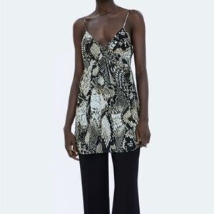Zara snakeskin, spaghetti strap tunic, M
